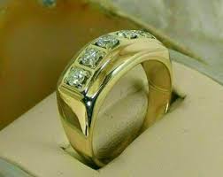 Men's Ring Band, Beautiful 2.00 Ct Round Diamond Men's Engagement Ring 14K Yellow God Finish, 925 Sterling Silver - Etsy