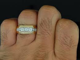 Diamond Wedding Band Engagement Ring Mens 10K Yellow Gold Round Cut 7 Stone 1 Ct - Walmart.com