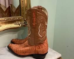 Vintage 90s Croc Leather Cowboy Western Boots - Etsy