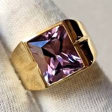 Mendel Men's Purple Amethyst Stone Ring 925 Sterling Silver ...