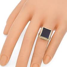 Vintage 14K Yellow Gold Black Onyx Rectangle Signet Ring | eBay