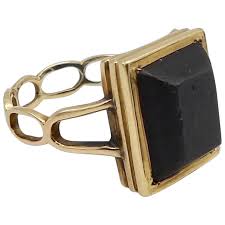 Early Victorian Era 18K Gold Touchstone Ring. For Sale at Ruby Lane