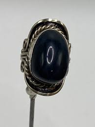 Vintage Womens Oval Black Onyx Solitaire in Silver Tone ...
