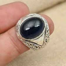Blue Sapphire Gemstone Ring-925 Sterling Silver-Statement ...