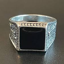 Vintage square obsidian S925 silver ring size 10 · Whatnot ...