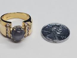 14k Yellow Gold Grey Blue Star Sapphire Cabochon Ring Size 7 | eBay