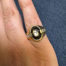 18K Yellow Gold Ring with Black Star Sapphire and Baguette Diamond Accents For Sale at 1stDibs