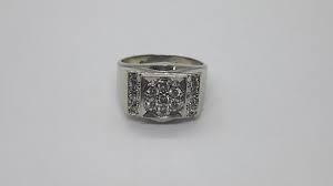 Diamond Cluster Ring 14k White Gold Size 12.5 Vintage Men's ...