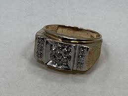 14 karat diamond ring 14K yellow & white gold men's 1/5 Ct ...