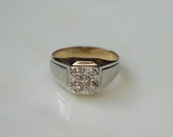 Men's Diamond Cluster Ring / Mid Century Estate C1960 14K ...