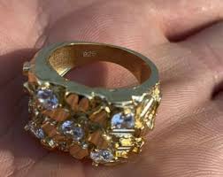 Buy Men's Custom Iced Out NUGGET Pinky Ring Gold Over Solid ...