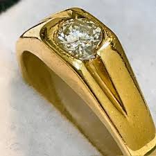 Vintage Men's Diamond Ring: 14KP Yellow Gold, 0.5ct SI ...