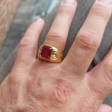 Mens Ruby Ring, 3 Carat Big Emerald Cut Ruby Wedding Ring ...