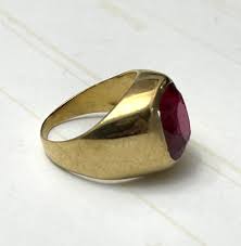 Antike 18k Solid Gelb Gold Synthetischer Rubin Ring Größe 7 1/4 - Etsy Österreich