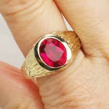 Vintage Gold Ruby Ring 10k Gold Mens Ring Yellow Gold July Birthstone Ring Mens Ruby Ring Pinky Ring Size 10.25 - Etsy
