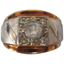 14K Gold Filled YG and WG Simulated Diamond Ring, Size 9 ...