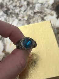 Vintage Silver Plate Metal Ring Size 10 Turquoise Blue Gem Stone Fashion | eBay