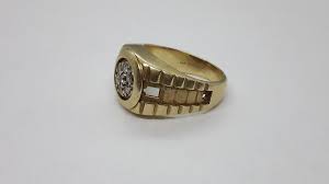 14K Diamond Rolex Style Signet Ring Yellow Gold Damaged | eBay