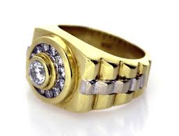 18K Two-Toned Rolex Style Diamond Ring (sz 9 1/2) - Minted ...