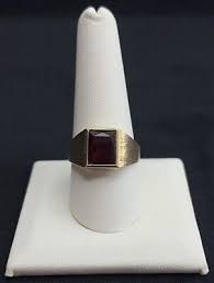 Classic Men's 2.5 Carat Ruby Brushed Metal Finish 10K Yellow Gold Ring Size 10 | eBay