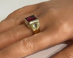 Created Ruby Ring - Retro Era 10k Yellow Gold 5.21 Ct Created Ruby Statement Ring -size 11- July Birthstone -fine Jewelry - Etsy