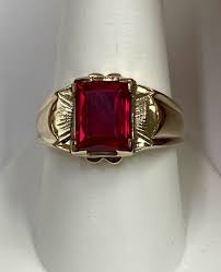 10k Yellow Gold Gents Ruby Ring Size 10 | eBay