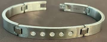 DIAMOND & Stainless Steel MENS BRACELET Modern SLEEK DESIGN stamped 10K WGD 0.12 | eBay