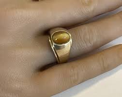 Vintage Tigers Eye 10k Gold Ring - Mid Century Statement ...