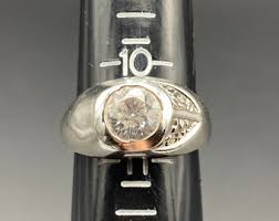Men's 18K HGE Ring With Clear Stone - SIZE 10.5, Vintage - Etsy