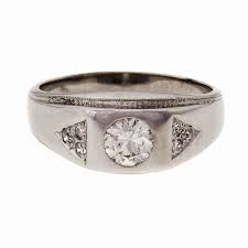 Men's Vintage 1940 Diamond Ring 0.72ct Platinum EGL Certified - petersuchyjewelers