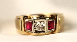 14K Gold Vintage Ring lab grown Rubies, Diamond 7.2 Grams ...