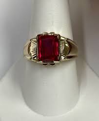 10k Yellow Gold Gents Ruby Ring Size 10 | eBay