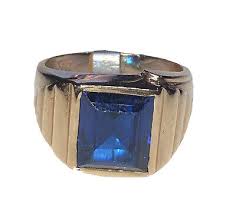 Men's 14k Solid Yellow Gold Signet Ring With Lab Created ...