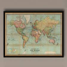 Vintage World Map Print: 1914 Mercator Projection Atlas - Etsy