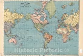 Map : World 1895, Map of the world on Mercators Projection ...