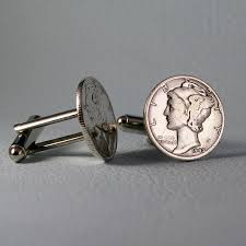 1916 - 1945 Mercury Dime Silver Coin Cufflinks - American 10 ...