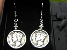 Earrings dangle drop authentic 1942 Mercury dime coins | eBay