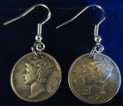 Mercury Dime (900 Silver) Earings With 925 Sterling Silver ...