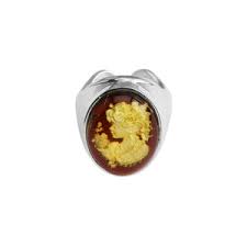 New Gorgeous Baltic Amber Cameo Sterling Silver Statement Ring – JTYDS