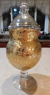 GLASTONBURY LOTUS Daisy Fields 22k Gold Candy Dish w/ Lid ...