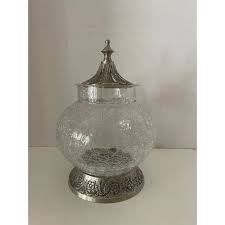 Antique Crackled Glass & Silver Plate Covered Biscuit ...