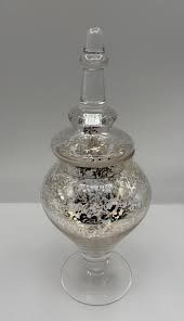 Vintage Mercury Glass Apothecary Jar With a Decorative Lid ...
