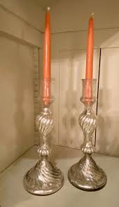 Antique Mercury Glass Candlesticks - a Pair | Chairish