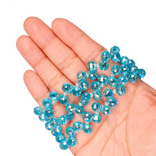 8 mm Faceted Drop Shape Glass Beads Iridescent Aqua