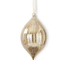 7 Inch Gold Ribbed Mercury Glass Teardrop Ornament - Amber ...