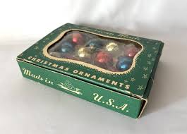 Vintage Mini Patriotic Glass Ornaments IOB USA, 12 Red White ...