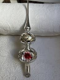Vintage Indent Silver, 2 Tier, Stenciled, Glass Tree Topper ...