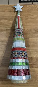 christmas decorations Vibrant Mosaic Art Tree Hand Crafted ...
