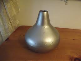 VTG LARGE handpainted SILVER GOURD open vase 9" TALL | eBay