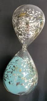 MERCURY GLASS STYLE HOURGLASS TIMER TURQUOISE SAND SILVER ...